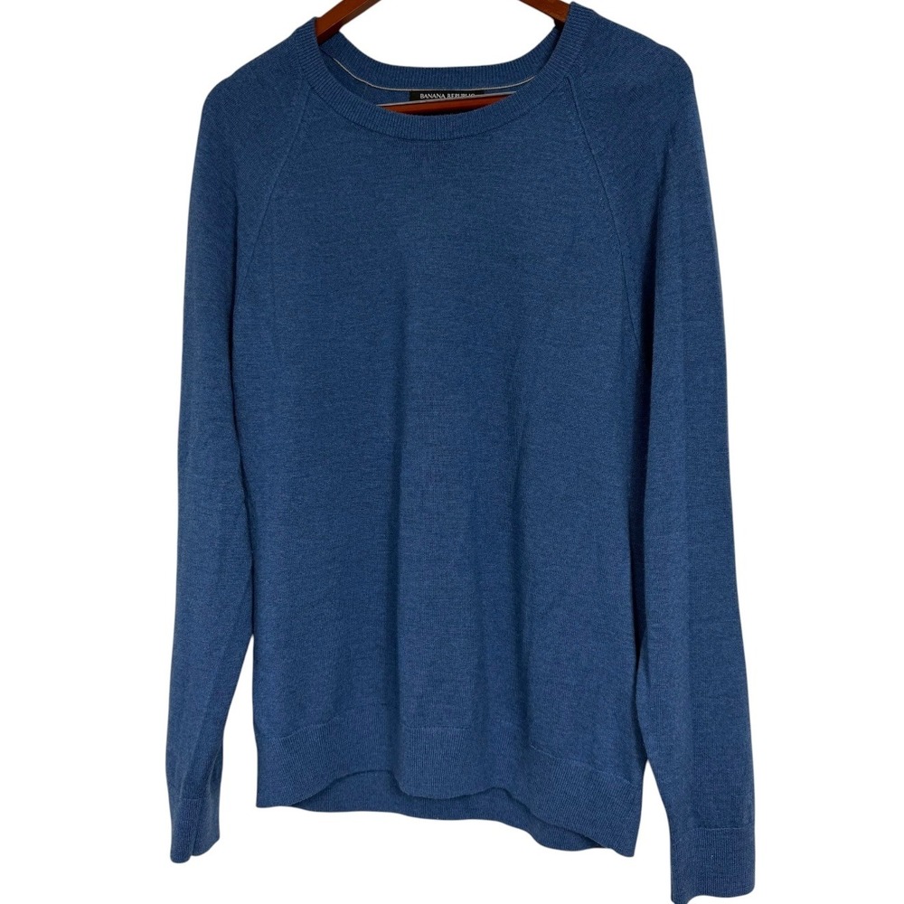 Banana Republic Mens Blue Italian Merino Wool Crewneck Sweater Large 442466-02
